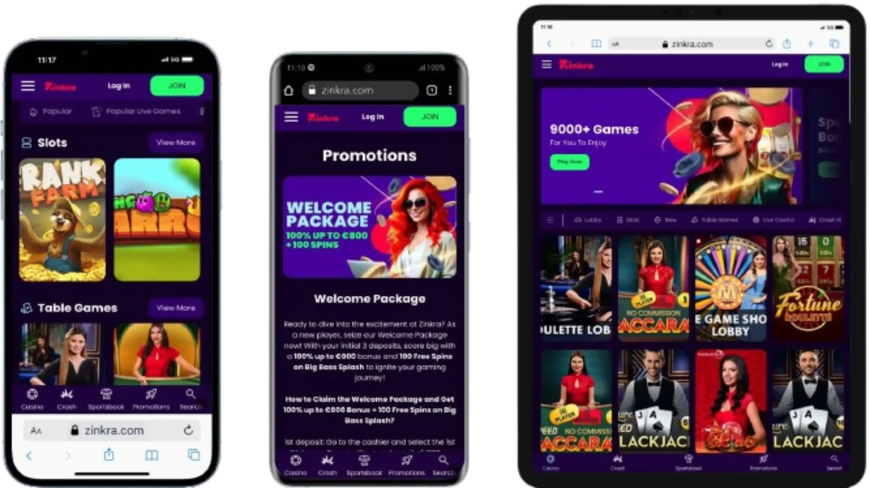 Capture d'écran de l'app Zinkra Casino